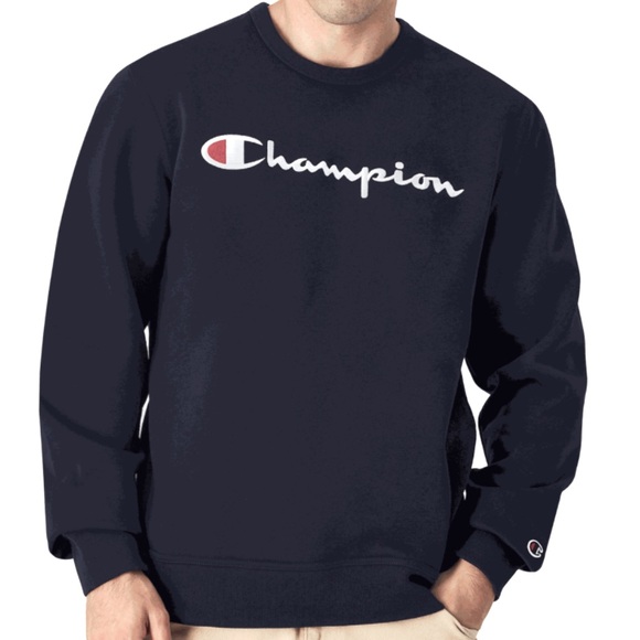 CHAMPION Men's Powerblend Fleece Midweight Crewneck Sweatsnirt Black Sz XLarge - Picture 1 of 7